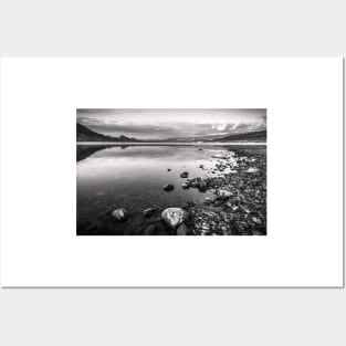 Reflections on Okanagan Lake Black and White Landscape Posters and Art